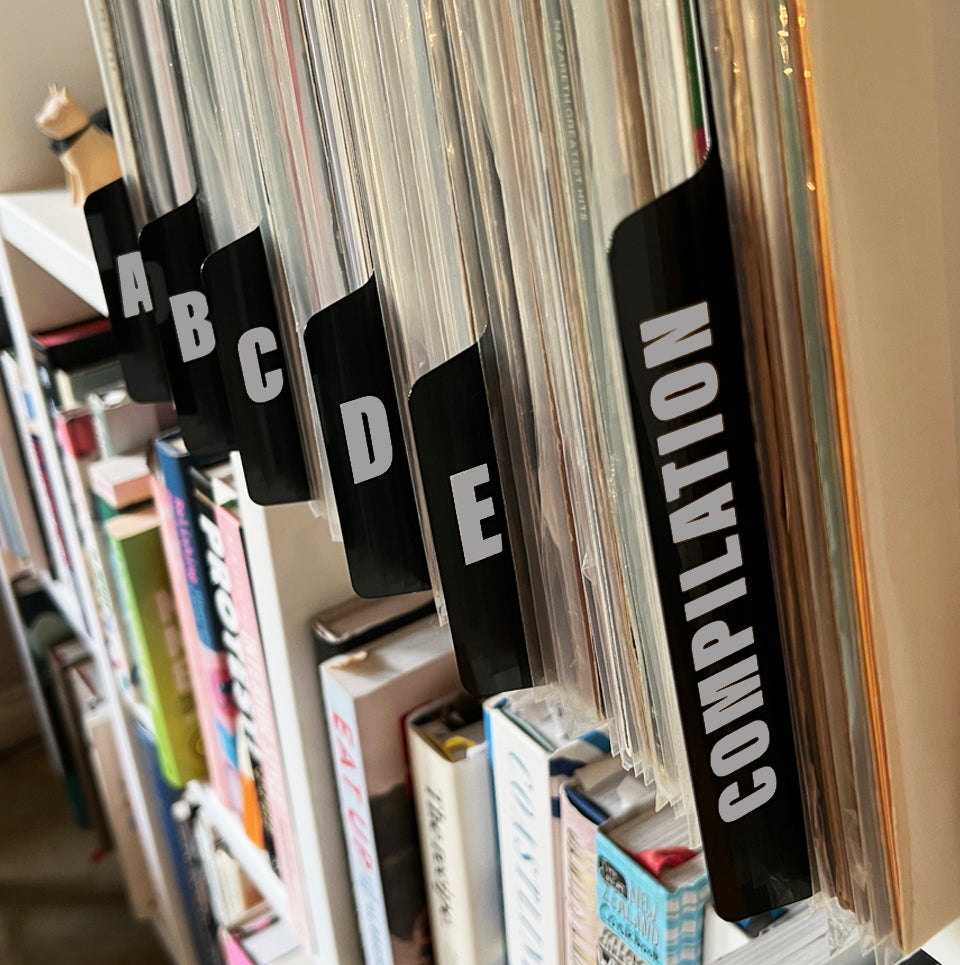 Black Polystyrene Record Dividers (by Genre)