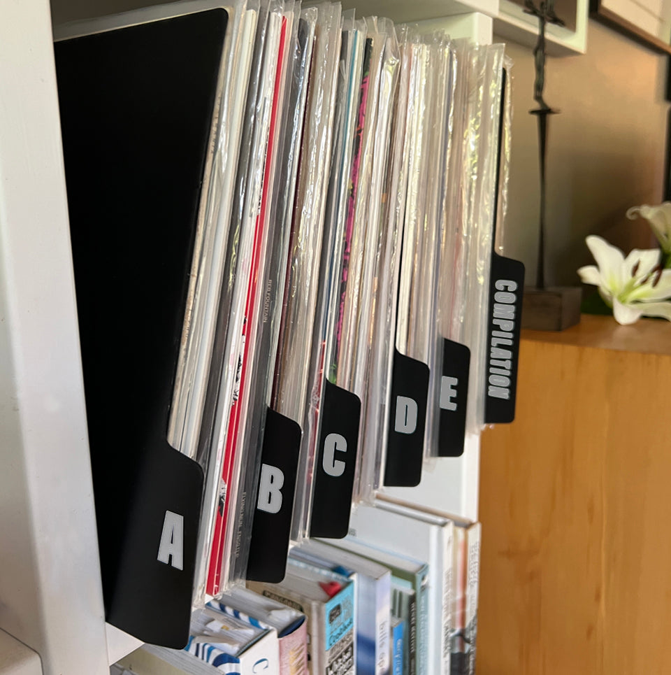 Black Polystyrene Record Dividers (by Genre)